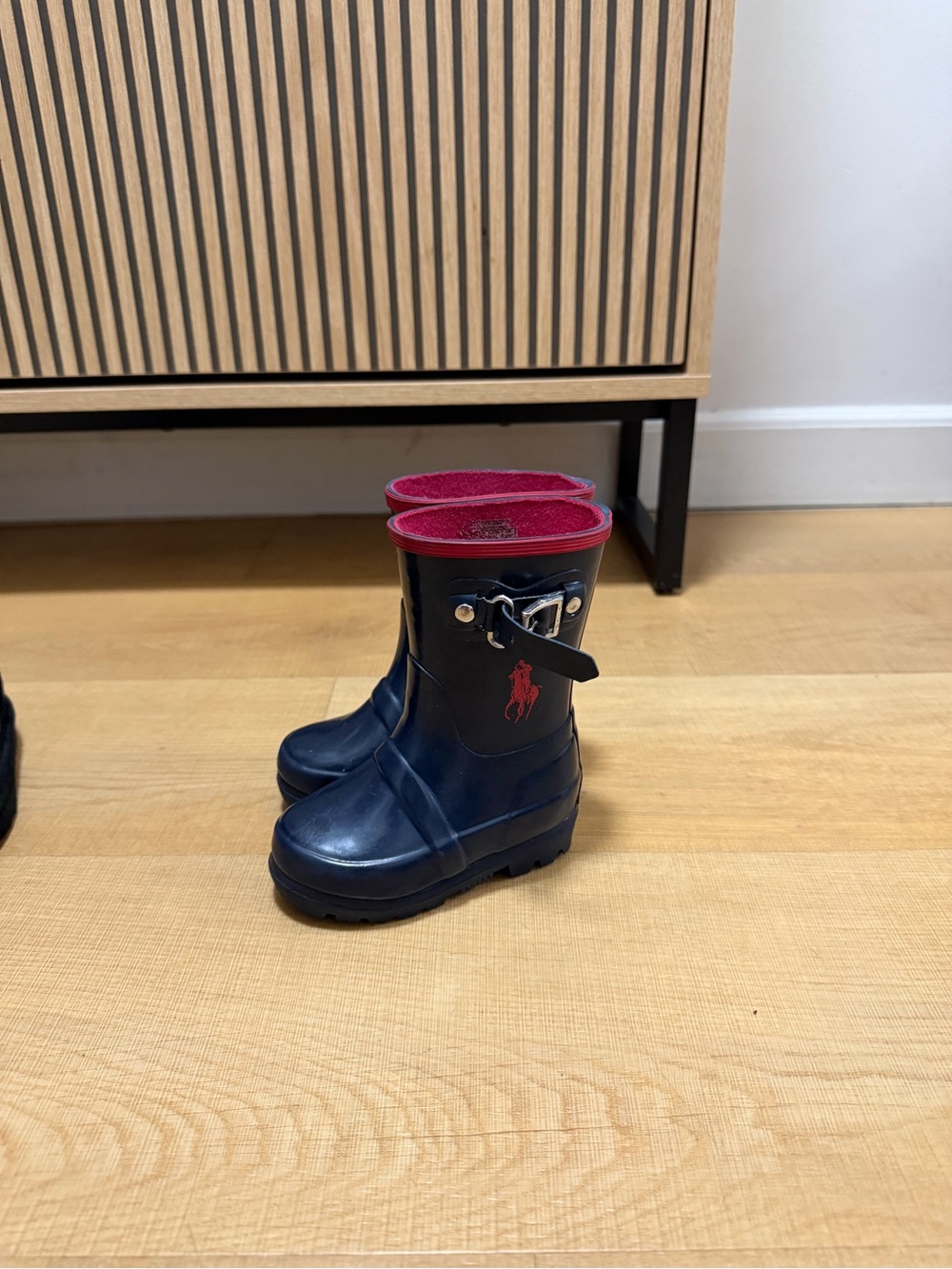 Polo by Ralph Lauren Navy Kids Rain Boots with Red Lining